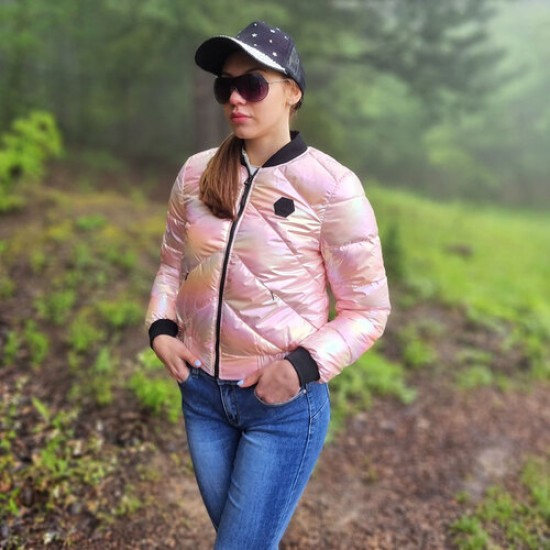 Дамско преходно яке City Angels Jeans, бледорозов лак 6676